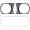 1970 Barracuda, Cuda, Headlamp Bezel Set, With Stainless Steel Trim Moldings, Textured Argent Silver