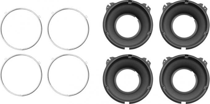 OER 1958-1972 Headlamp Mounting Bucket and Trim Ring Set 14014