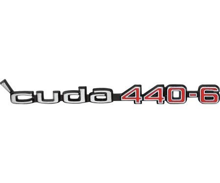 1970-71 Plymouth, "Cuda 440-6" Rallye Hood Emblem, Mopar Licensed