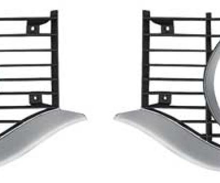 1971-72 Plymouth B-Body, Headlamp Bezel, 2 Door, Hardtop, Silver/Black, Pair