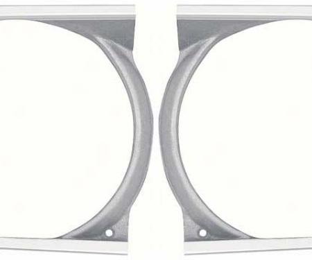 OER 1970-72 Plymouth A-Body Headlamp Bezels - Pair - Argent Silver *881126