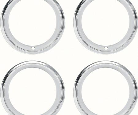 OER 14" Stainless Steel 2-7/8" Deep Step Lip Rally Wheel Trim Ring Set for Reproduction Wheels 545910