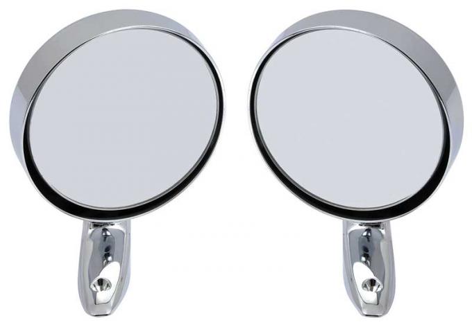 OER 1967-74 Mopar A & B-Body Remote Outer Door Mirrors Pair - Round Style *881237
