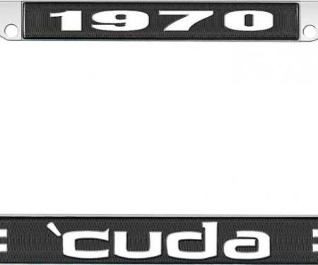 OER 1970 'Cuda Plate Frame - Black and Chrome with White Lettering LF121370A