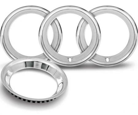 OER 15" Stainless Steel 2-1/4" Deep Rally Wheel Trim Ring Set for Reproduction Wheels Only *TR3125
