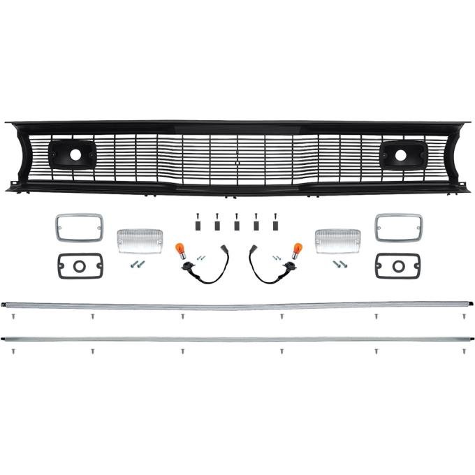 OER 1970-72 Plymouth, Valiant, Duster, Scamp, Front Grill Kit, Black Surround, with Black Grill Bars *MA3002