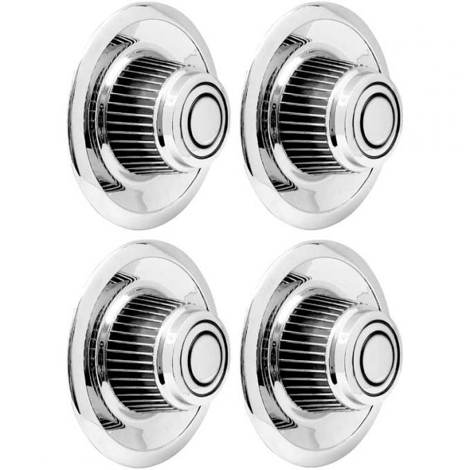 OER 4 Piece Chrome Plastic Tall Rally Wheel Derby Cap Set *WR1013