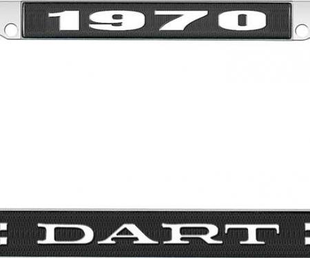 OER 1970 Dart License Plate Frame - Black and Chrome with White Lettering LF120170A