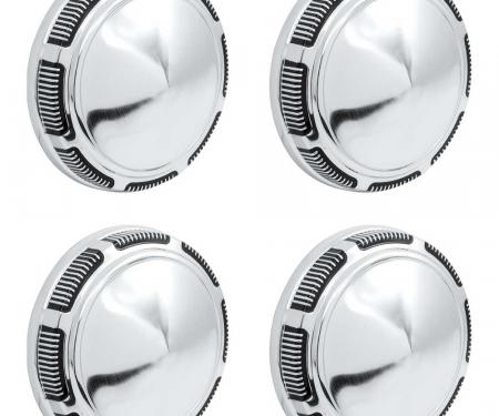 69-74 Plain Mopar Dog Dish Hub Caps, Aluminum, Set Of 4