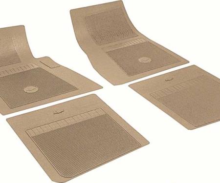 1967-81 Impala, Bel Air, Biscayne, Caprice, Bow Tie Floor Mat Set, Fawn, Set of 4
