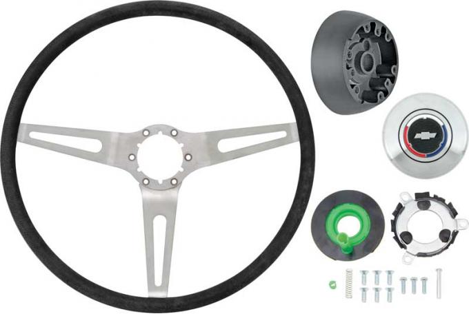 Comfort Grip Steering Wheel Kit, Tilt Steering Column, Silver Spokes, Black Grip, w/o Horn Cap