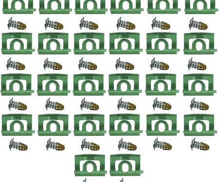 1968-69 Plymouth Barracuda, Rear Window Molding Clip Set, 2 door Fastback, 26 Clip Set With Sealing Screws