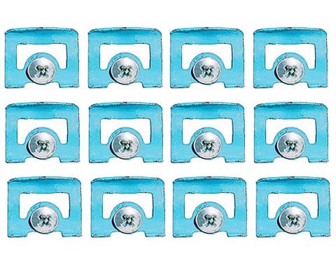 1970-74 Challenger, Barracuda, Cuda, Front Windshield Molding Clip Set, with Wax Tip Sealing Screws, 12 Piece Set