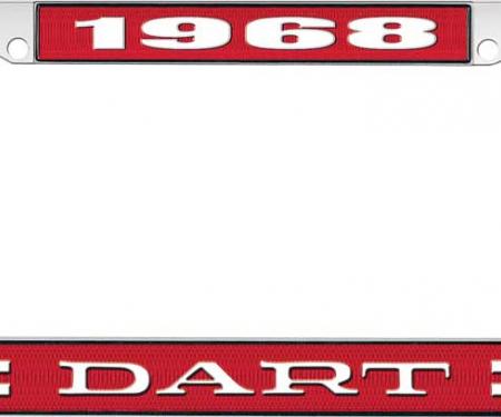 OER 1968 Dart License Plate Frame - Red and Chrome with White Lettering LF120168C