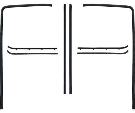 OER 1960-63 Chevy, GMC Pickup, Suburban, Glass Run & Window Felt, Anti Rattle Weatherstrip Set, with Metal Framed Door Glass CR1058