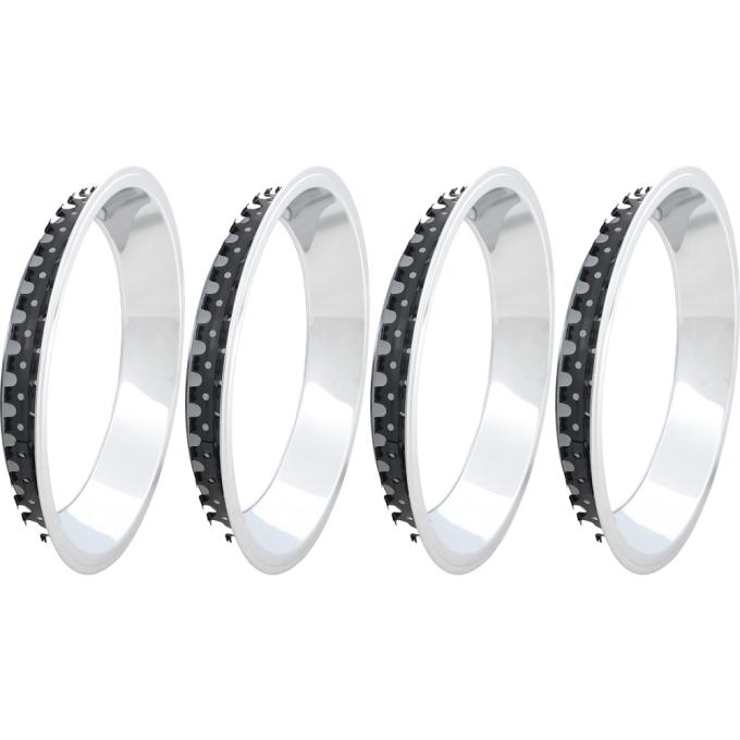 OER 1965-81 Chevrolet, Rally Wheel Trim Ring Set, 14" x 7" - 2-1/4" Chrome, Deep Step Lip, Set of 4 A9591010