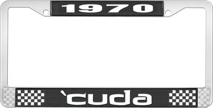 OER 1970 'Cuda Plate Frame - Black and Chrome with White Lettering LF121370A