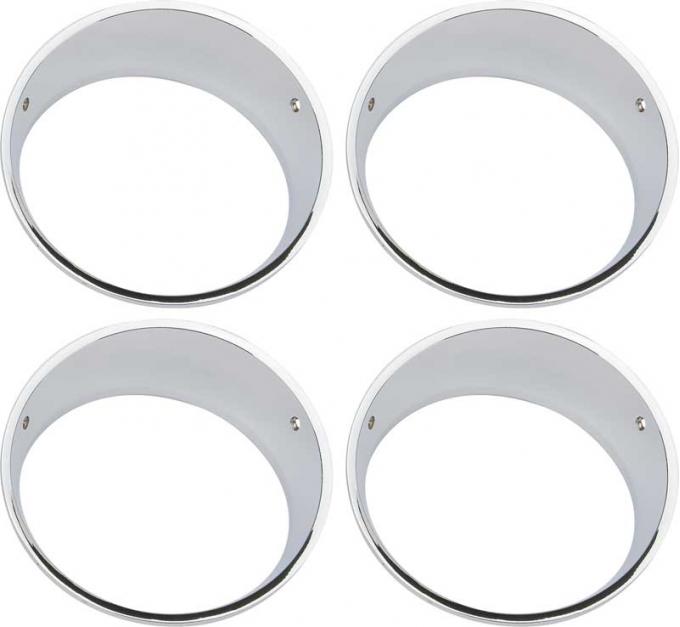 Challenger Chrome With Metal Fill Headlamp Bezel Set, 1972-1974