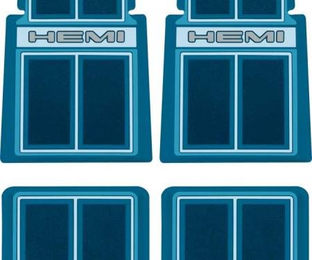 OER 1966-71 Dodge, Plymouth, Hemi Custom Carpeted Floor Mat Set, Blue, 4 Piece Set MD690507