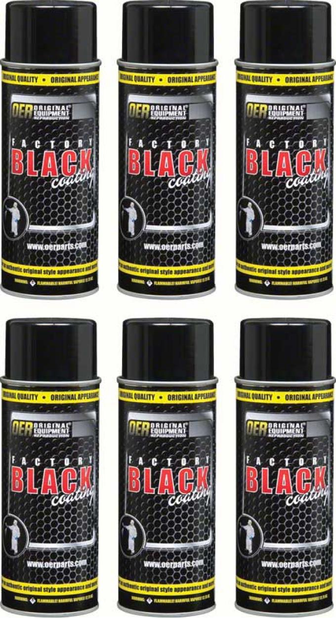 OER "Factory Black" Ultra Flat Black Paint, Case of 6 - 16 Oz Aerosol Can *K89590