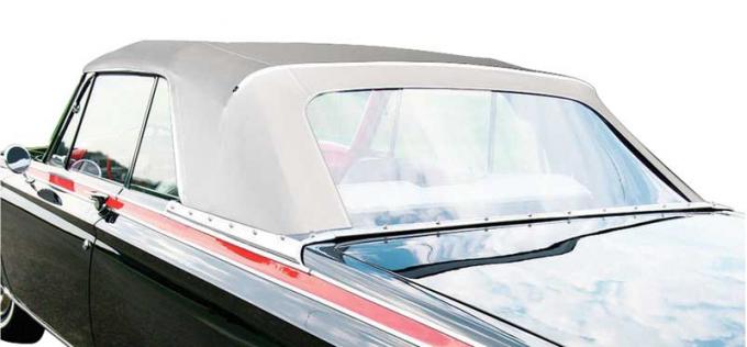 OER 1964-65 Ddoge, Plymouth C-Body, Convertible Rear Window, Plastic Curtain, Pinpoint Vinyl, White MB231101