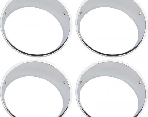 Challenger Chrome With Metal Fill Headlamp Bezel Set, 1972-1974