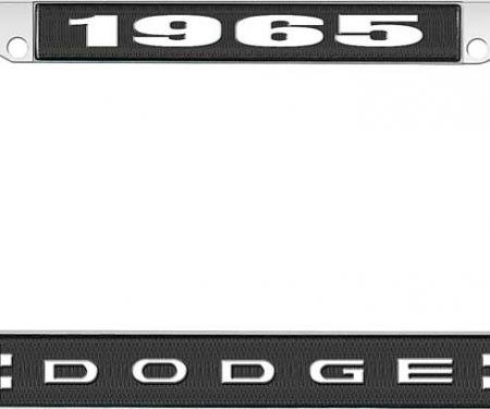 OER 1965 Dodge License Plate Frame - Black and Chrome with White Lettering LF120965A